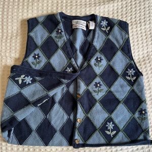 Hand-embroidered spring sweater vest